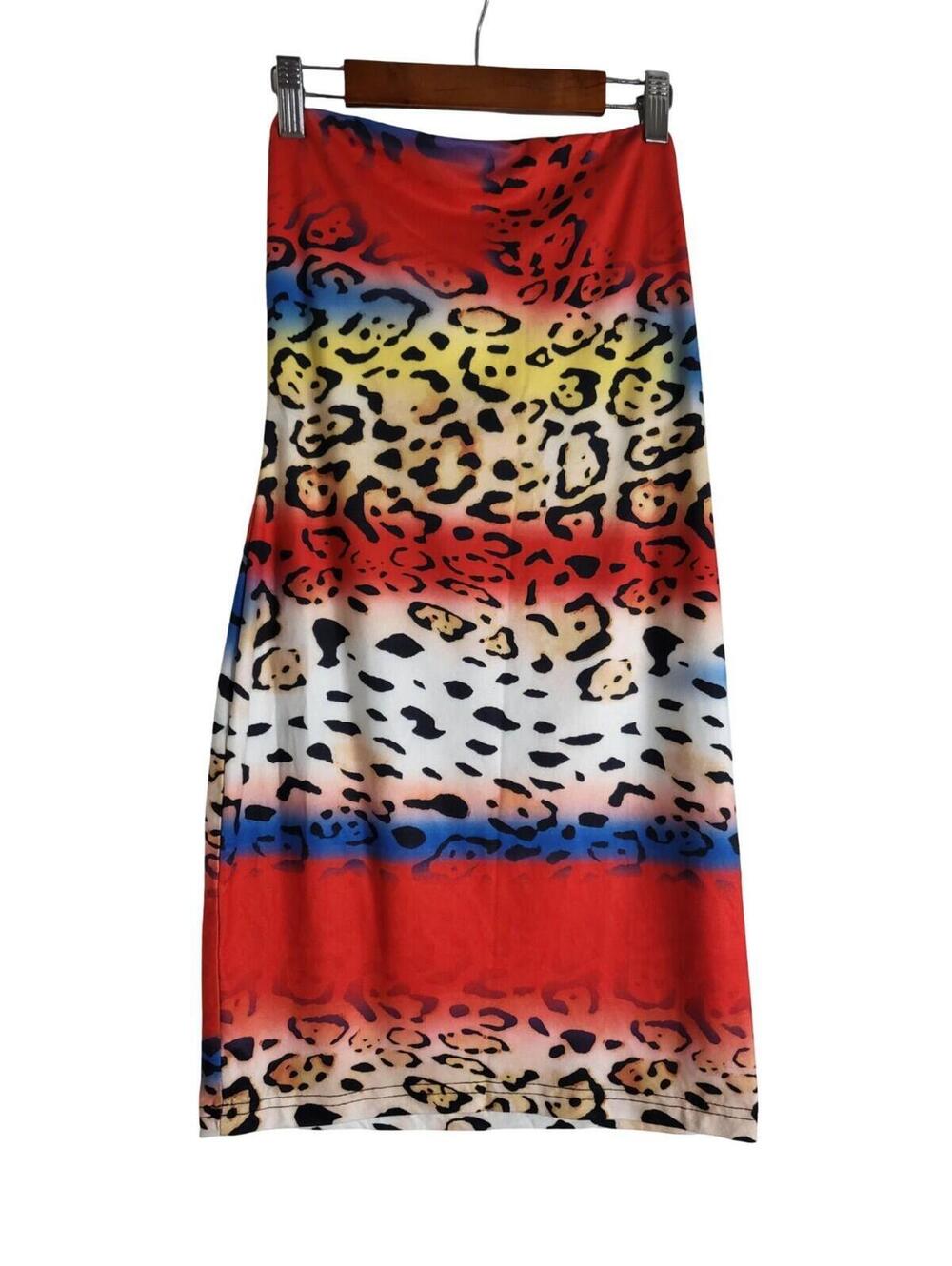 Shein Strapless Multi-colored Leopard Print Mini Dress Vibrant Colors Size M